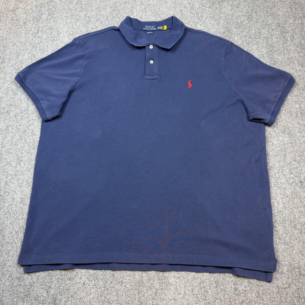 Polo Ralph Lauren Mens XXL Navy Blue Classic Fit Short Sleeve Pique Polo Shirt